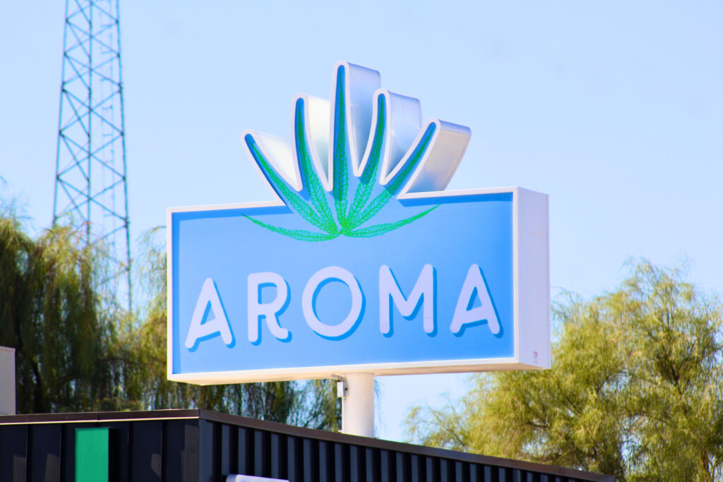 Free-form sign for Aroma Dispensary