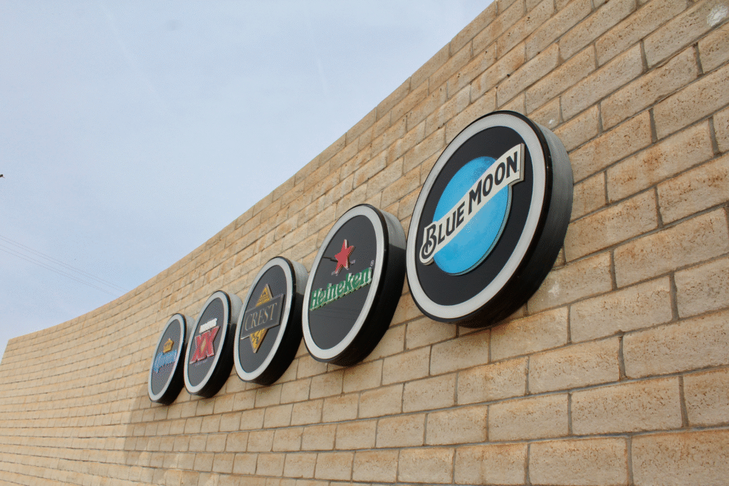 Clear acrylic sign for Crest Beverages