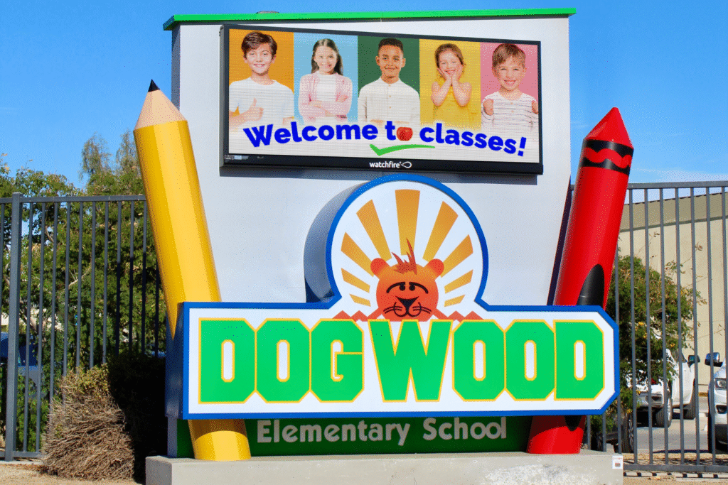Digital monument sign for Dogwood Elementary School