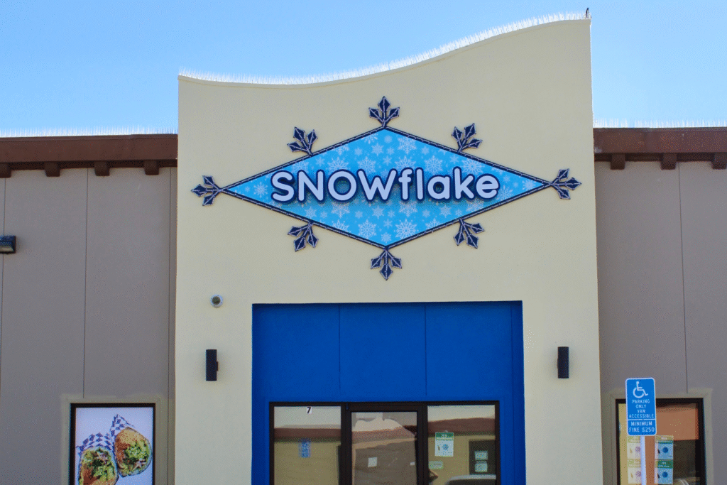 Channel letters mounted on E-Panel for Snowflake