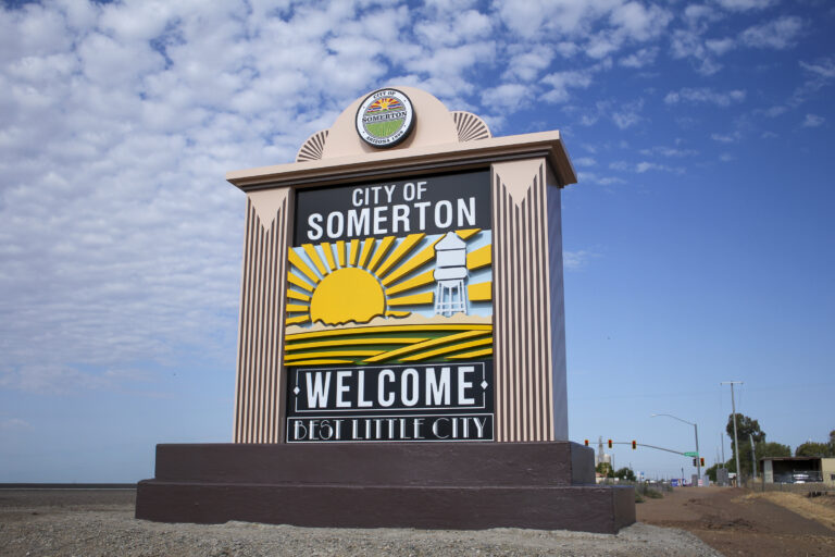 Monument sign for the City of Somerton, AZ, manufactured by CNS Signs.